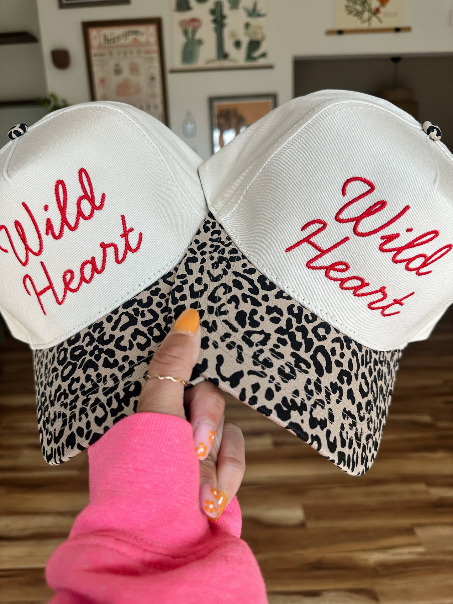 'Wild Heart' Leopard Embroidered Hat