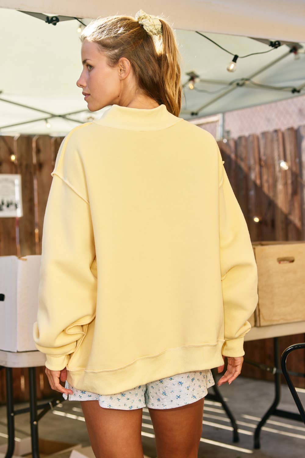 'DILLY DALLY' Mockneck Reversable Sweatshirt