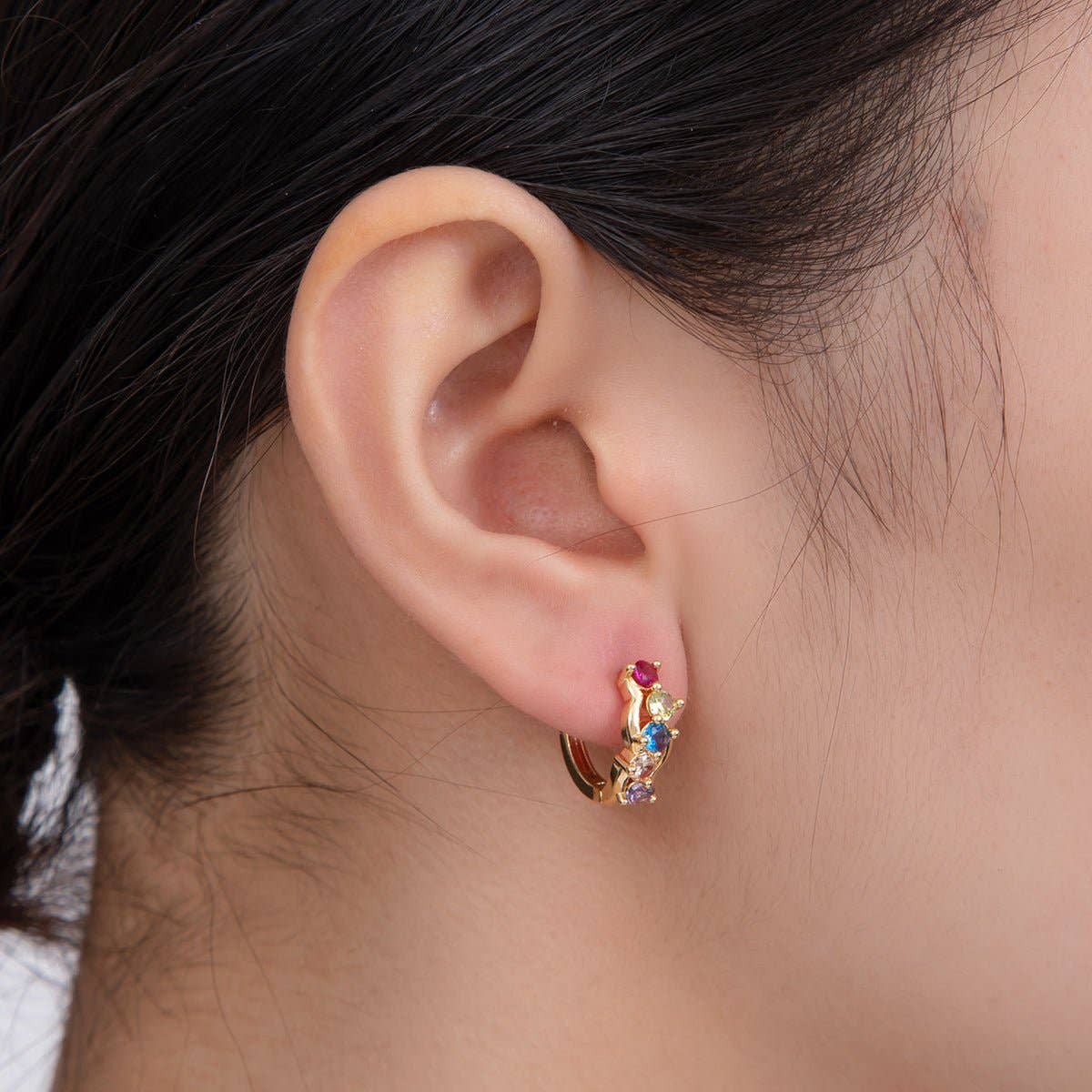 Poprock Cluster Huggie Earrings