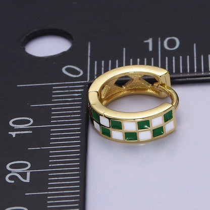 Checkered Huggie Earrings