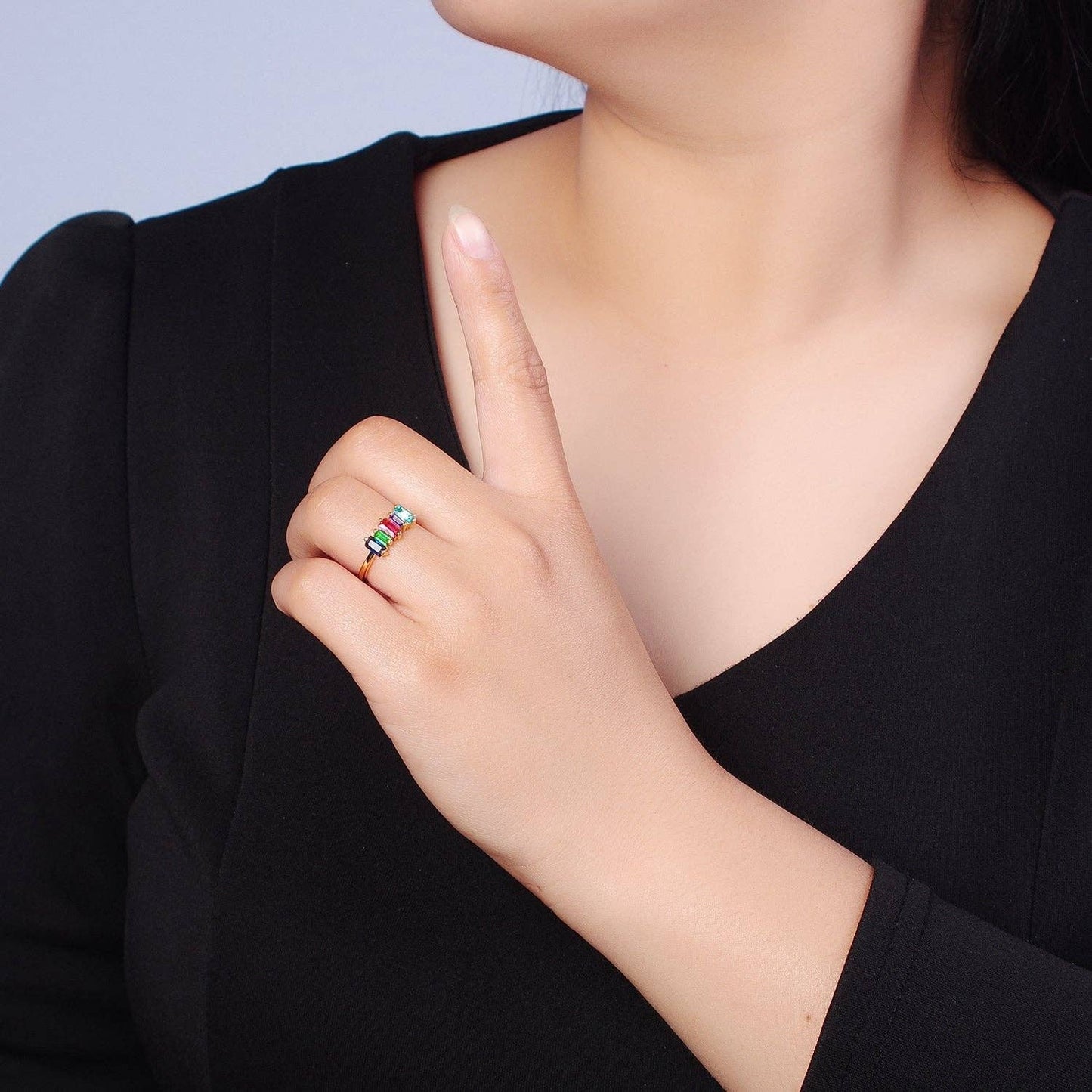 14K Gold Filled Confetti Baguette Ring
