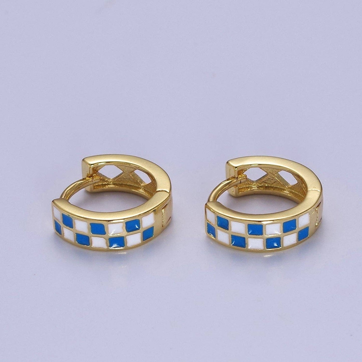 Checkered Huggie Earrings