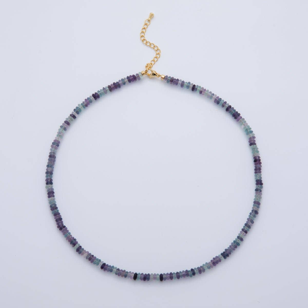 Multicolor Fluorite Rondelle Gemstone Choker Handmade Necklace