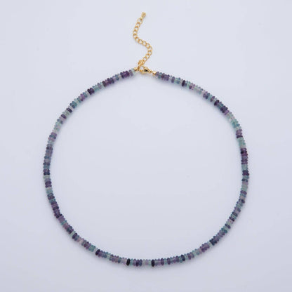 Multicolor Fluorite Rondelle Gemstone Choker Handmade Necklace