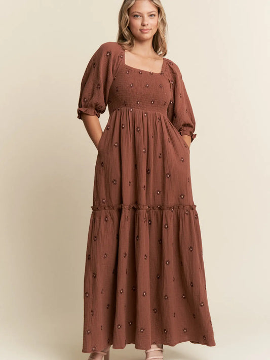 Aster Floral Embroidered Maxi