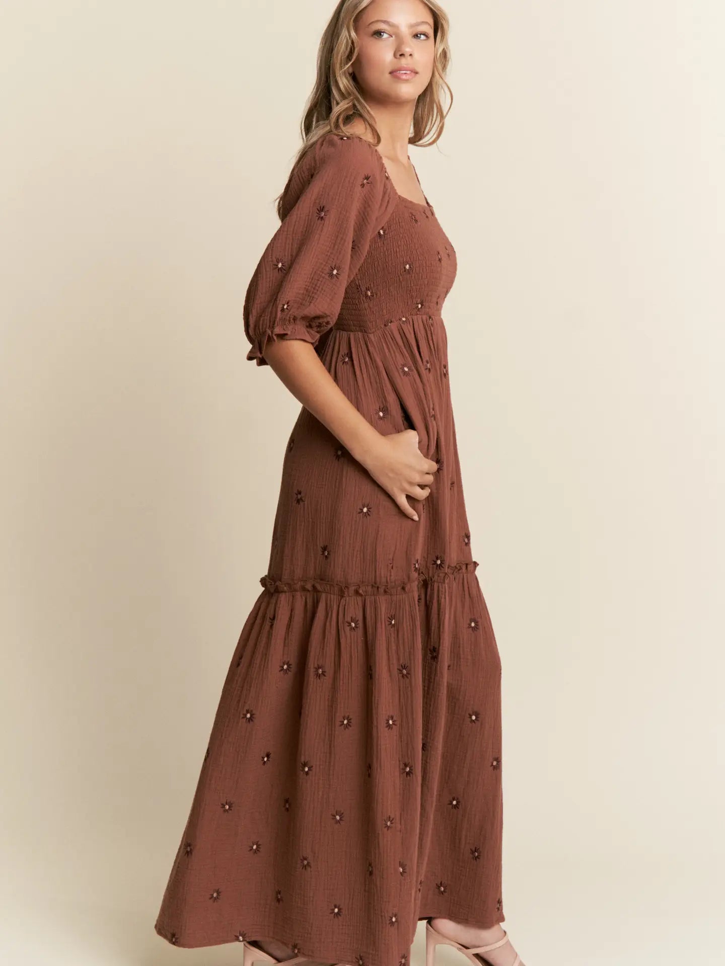 Aster Floral Embroidered Maxi