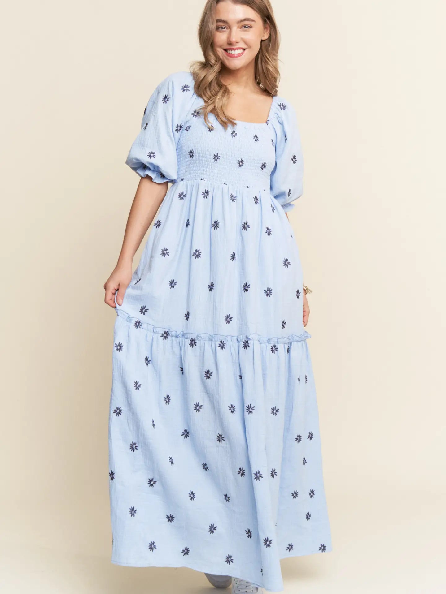 Aster Floral Embroidered Maxi