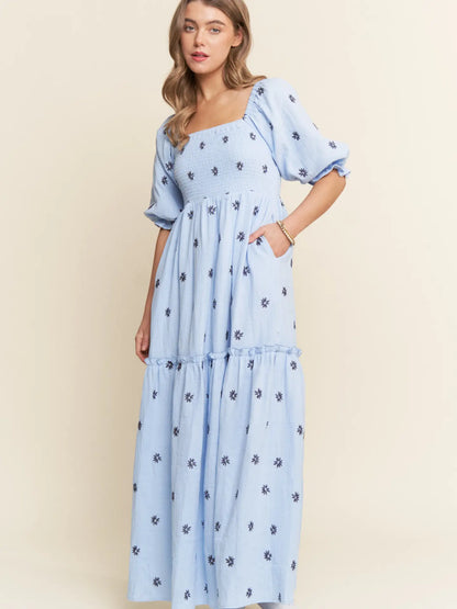 Aster Floral Embroidered Maxi