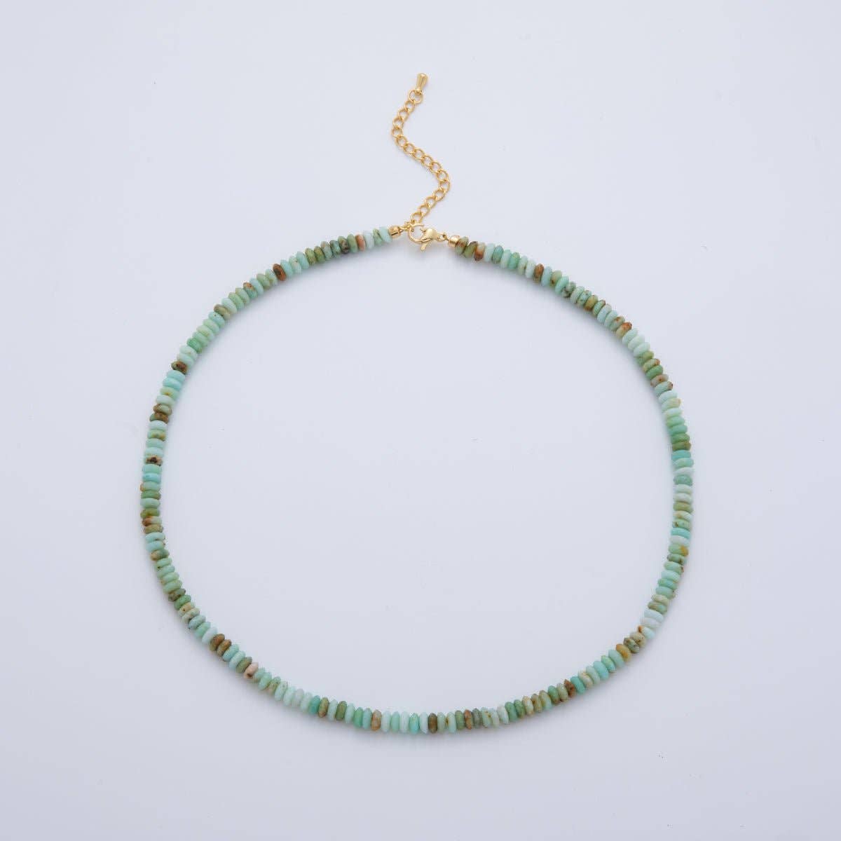 Teal Amazonite Rondelle Gemstone Choker Handmade Necklace