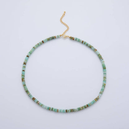 Teal Amazonite Rondelle Gemstone Choker Handmade Necklace