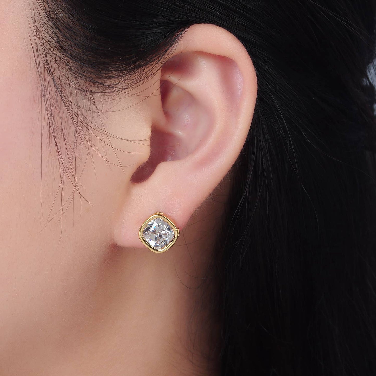 CZ Square Stud Earring