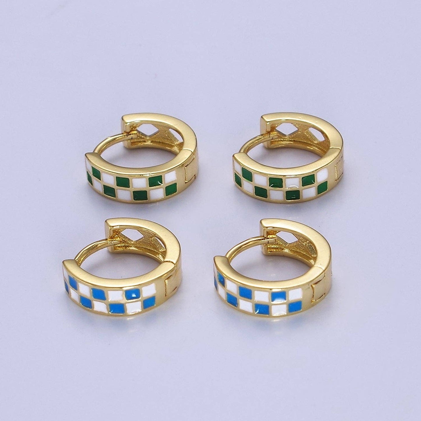 Checkered Huggie Earrings