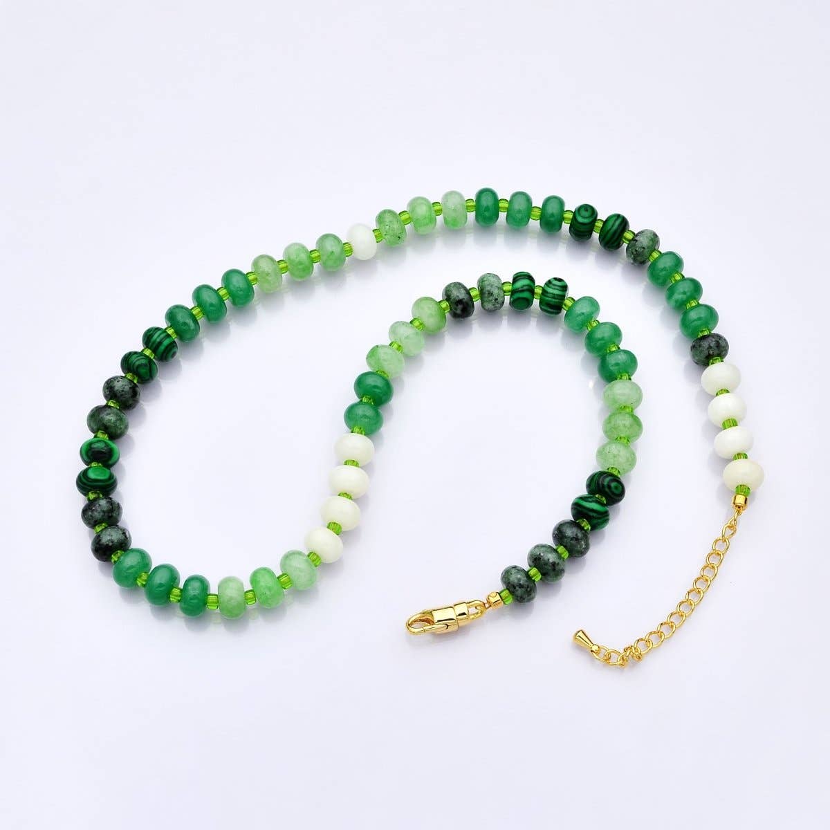Green Malachite Gradient Gemstone 18 Inch Necklace