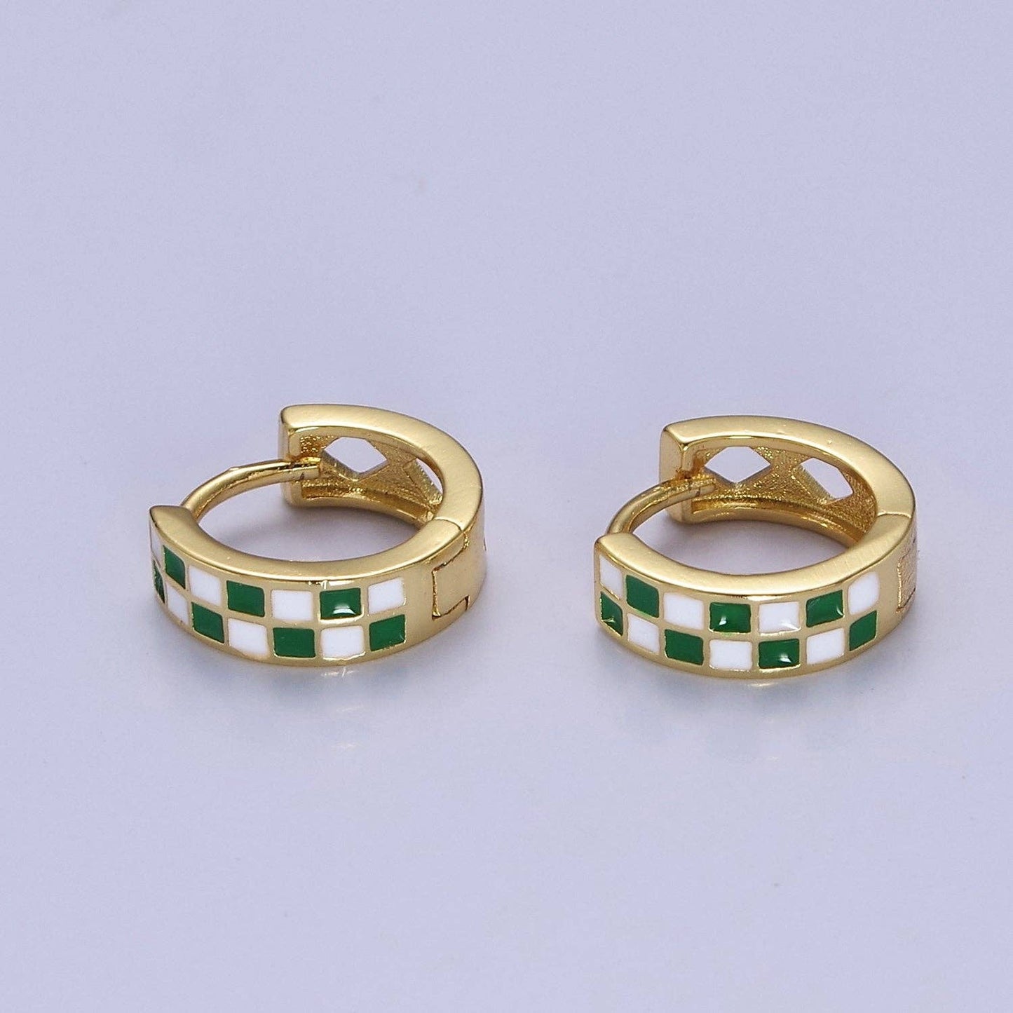 Checkered Huggie Earrings