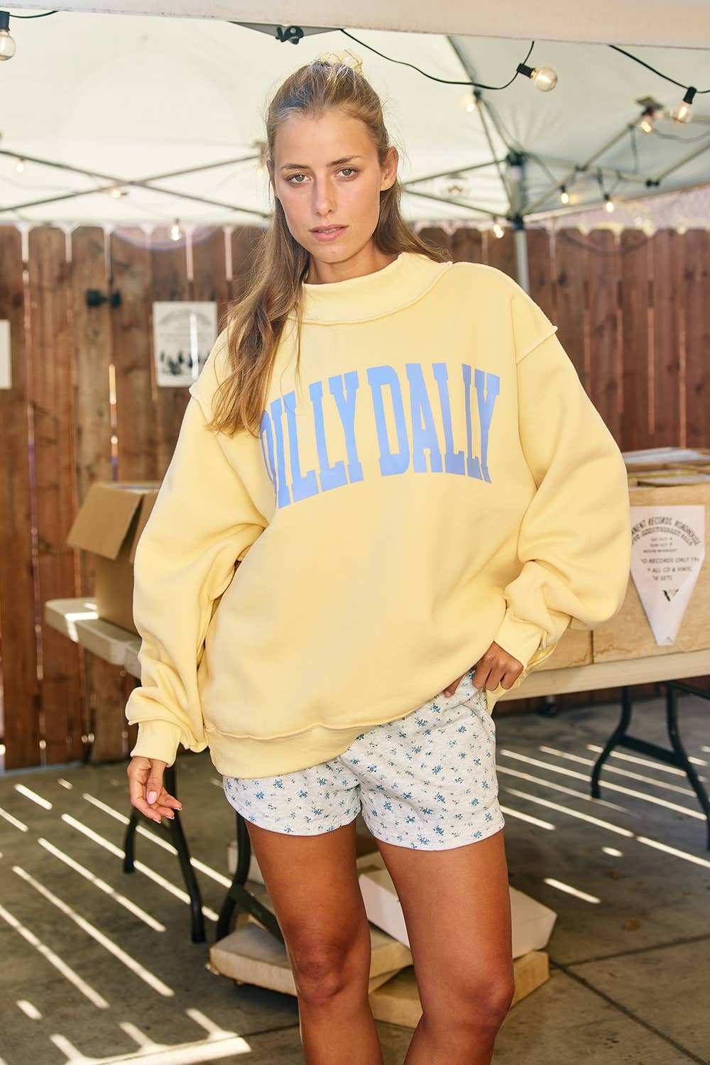 'DILLY DALLY' Mockneck Reversable Sweatshirt