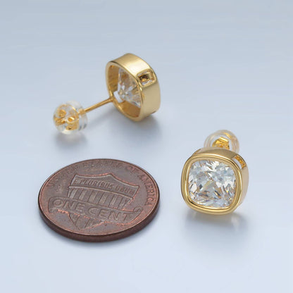 CZ Square Stud Earring