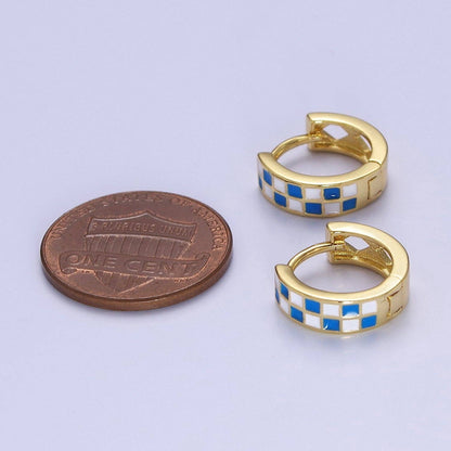 Checkered Huggie Earrings